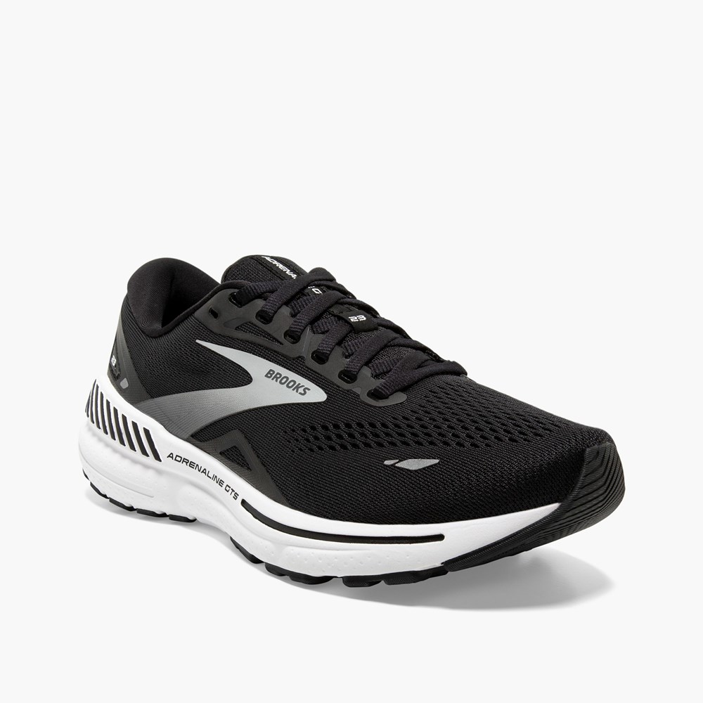 Chaussures Running Route Brooks Adrenaline GTS 23 Noir Blanche Argent Homme | YOV-7129671